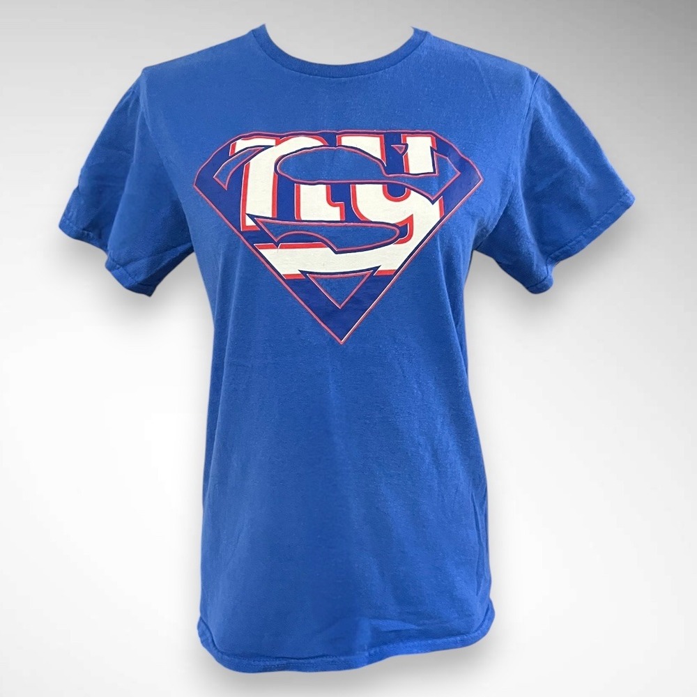 NEW YORK GIANTS Superman Unisex Blue Short Sleeve‎ T-Shirt Small | GUC
